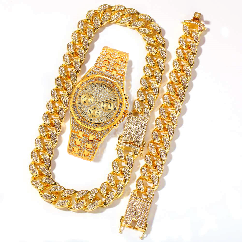 Men Watch Set Necklace+Watch+B - مراجعة Luxury Watch Miami وسعره