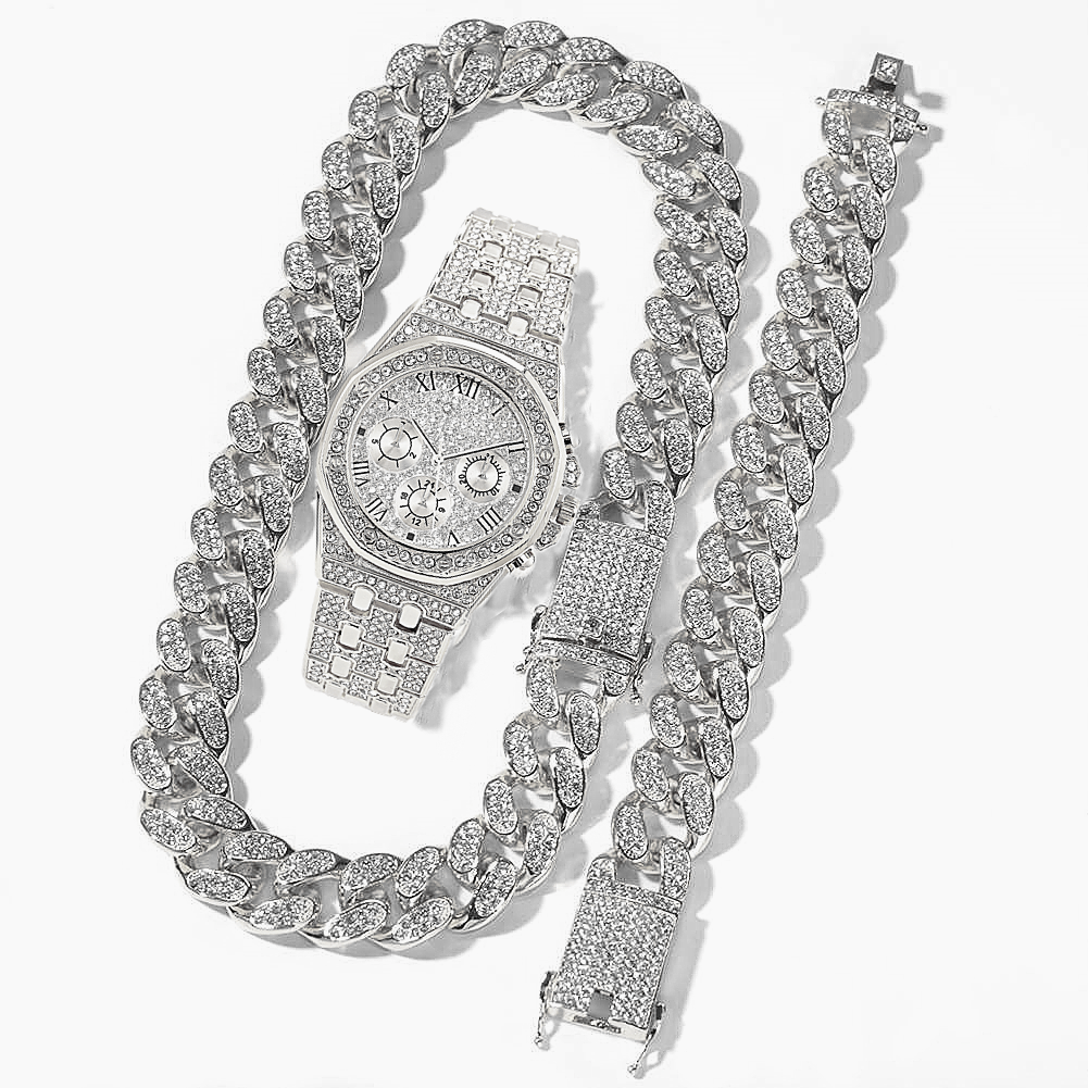 Men Watch Set Necklace+Watch+B - مراجعة Luxury Watch Miami وسعره