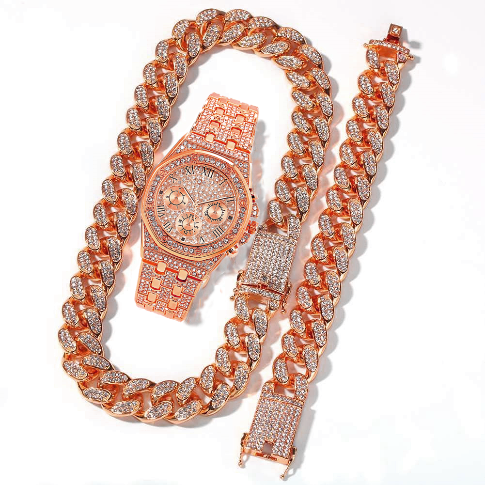 Men Watch Set Necklace+Watch+B - مراجعة Luxury Watch Miami وسعره