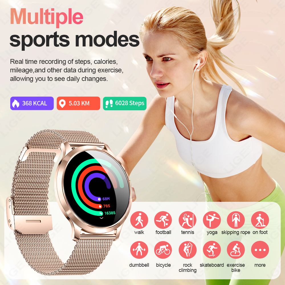 LIGE New Smart Watch Women Ult - مراجعة Luxury Watch Korea وسعره