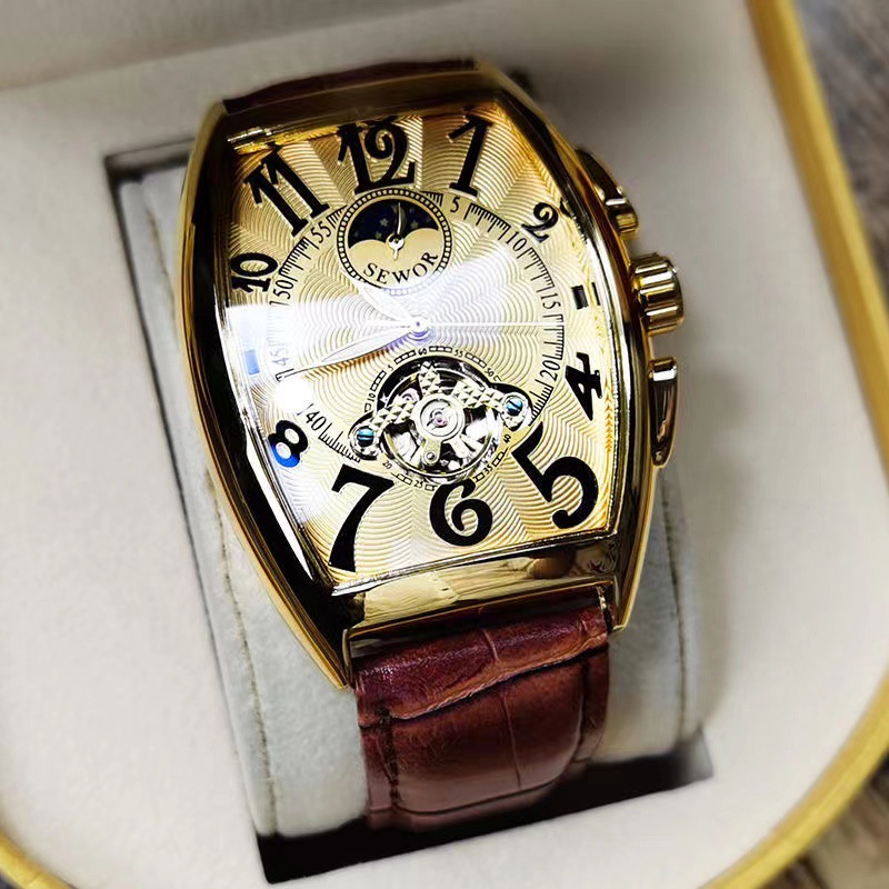 SEWOR Mechanical Watch Men Gol - مراجعة Tourbillon Movement Watch وسعره