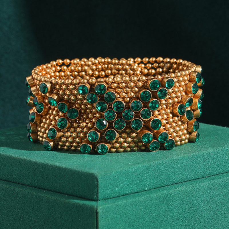 Vintage Green Rhinestone Brace - مراجعة Luxury Watch Dubai وسعره