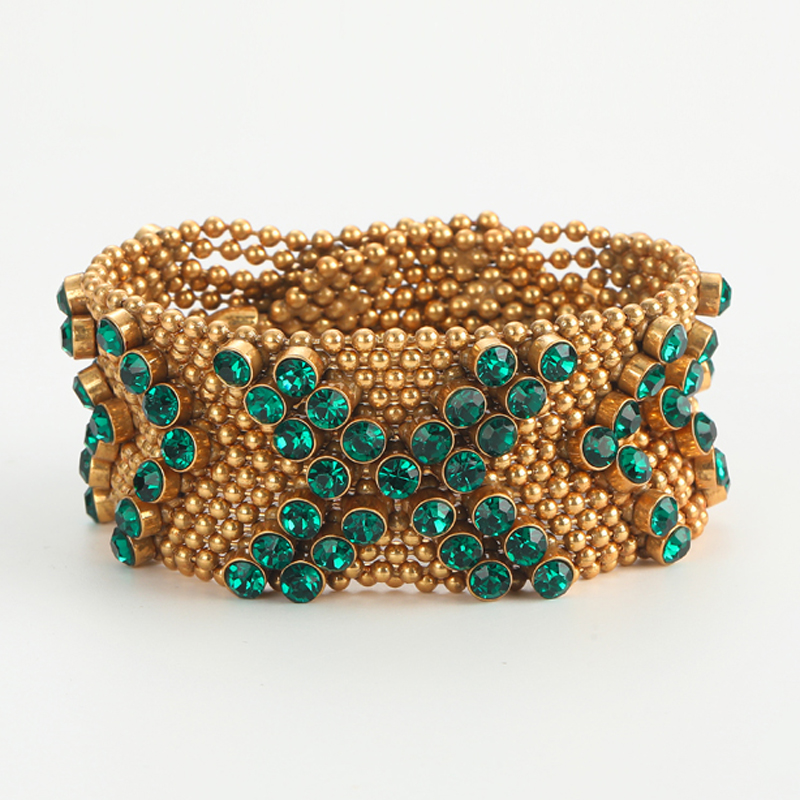 Vintage Green Rhinestone Brace - مراجعة Luxury Watch Dubai وسعره