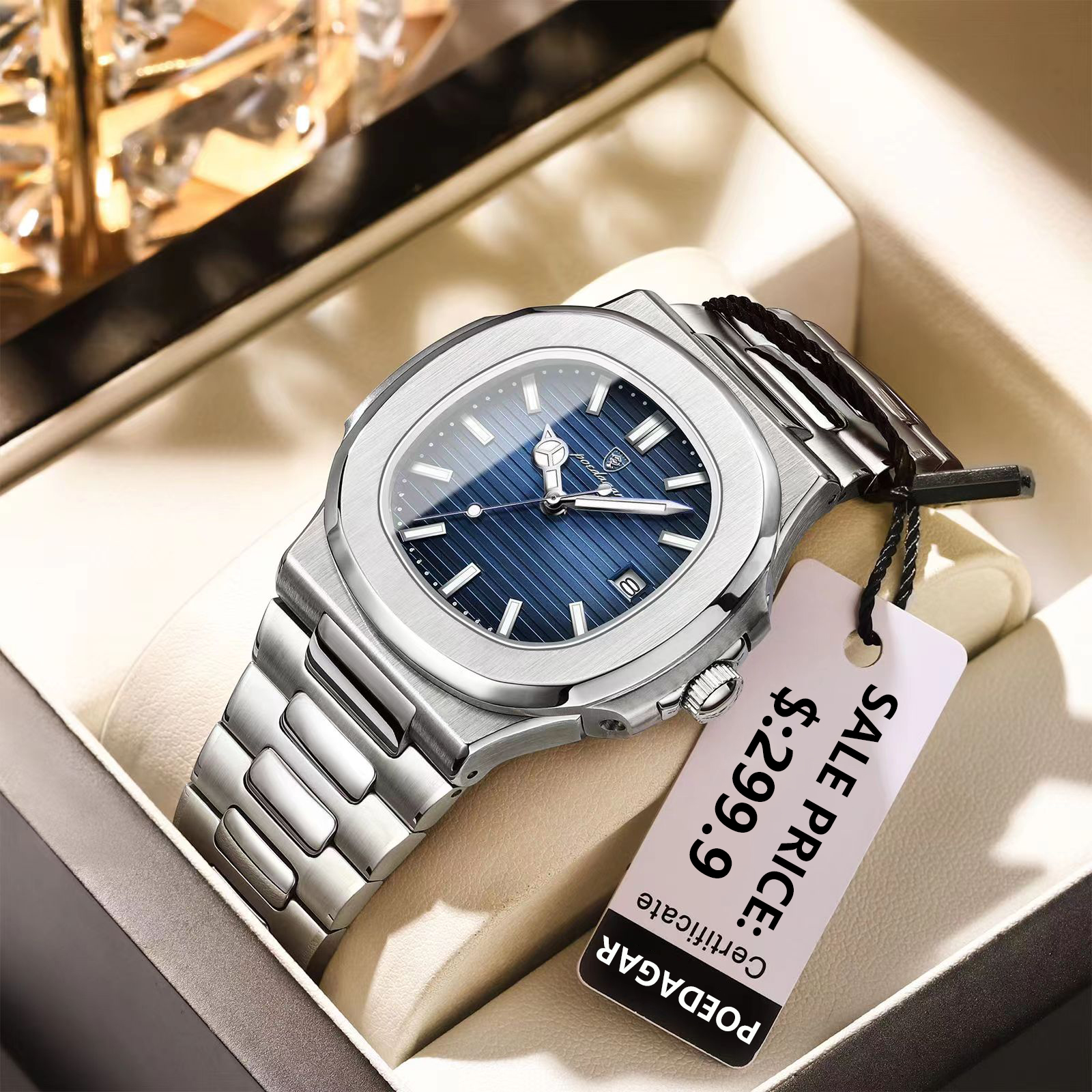 POEDAGAR Fashion Square Quartz - مراجعة Luxury Watch Hublot وسعره
