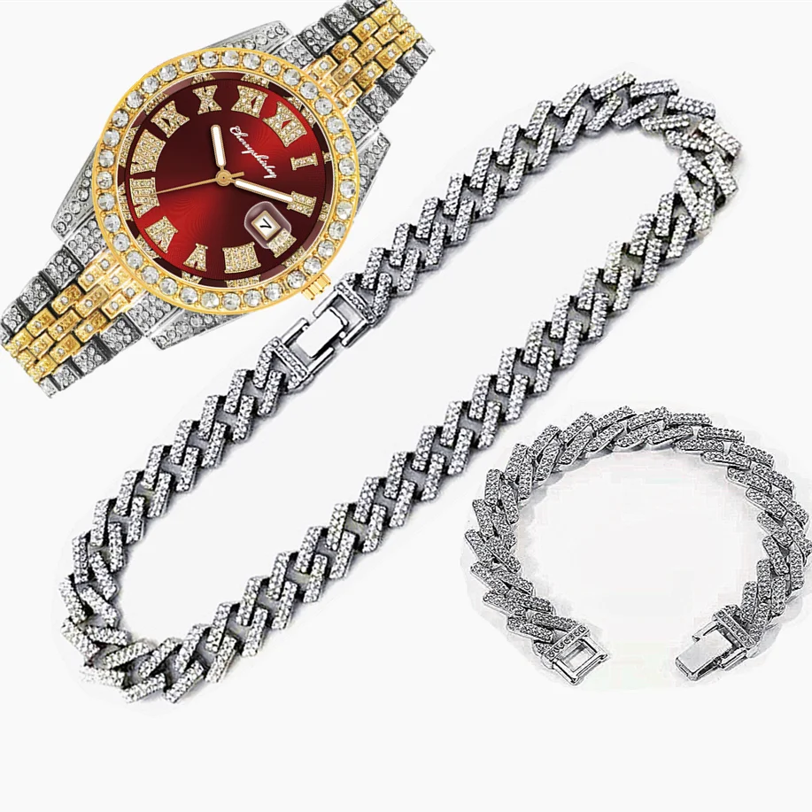 3pcs Luxury Iced Out Watch for - مراجعة Luxury Watch Miami وسعره
