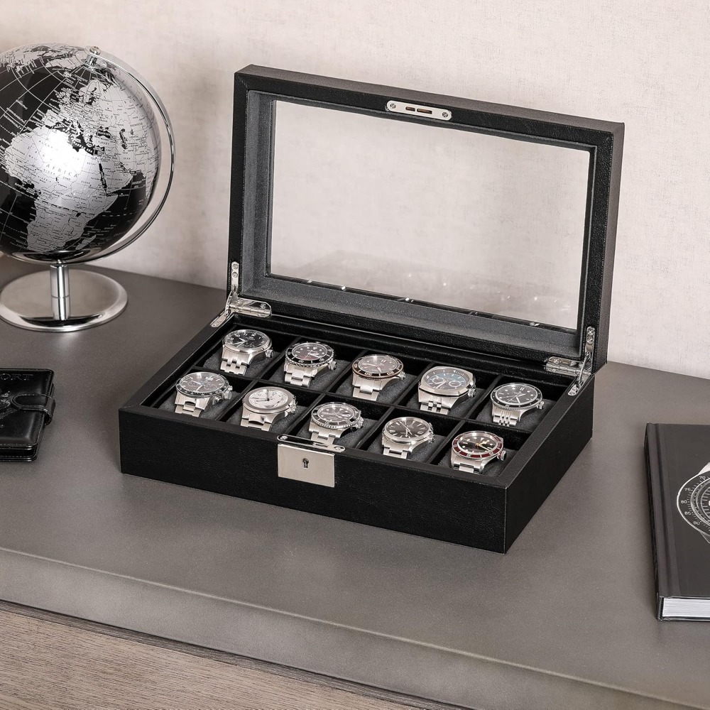 10 Slot Locking Leather Watch  - مراجعة Luxury Watch Women وسعره