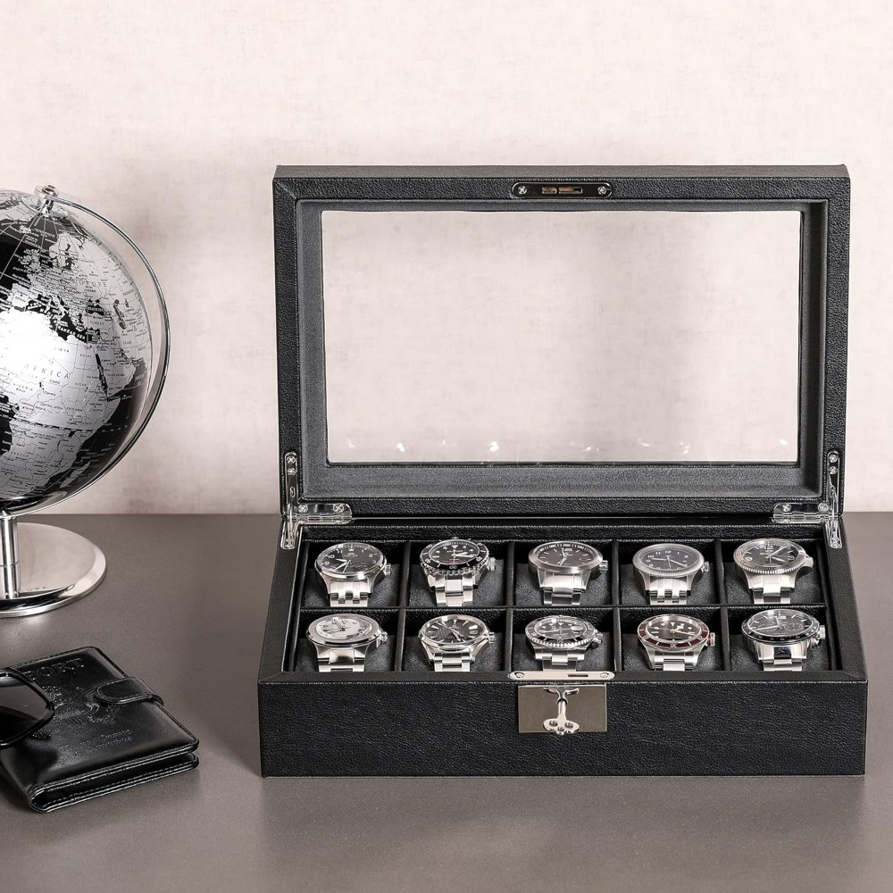 10 Slot Locking Leather Watch  - مراجعة Luxury Watch Women وسعره