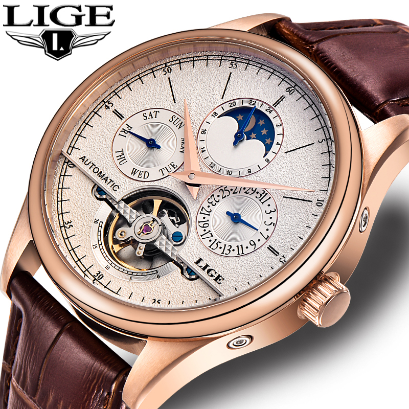 LIGE Brand Classic Mens Retro  - مراجعة Tourbillon Movement Watch وسعره