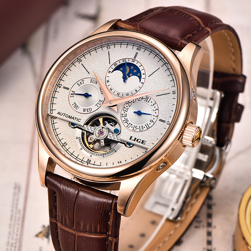 LIGE Brand Classic Mens Retro  - مراجعة Tourbillon Movement Watch وسعره