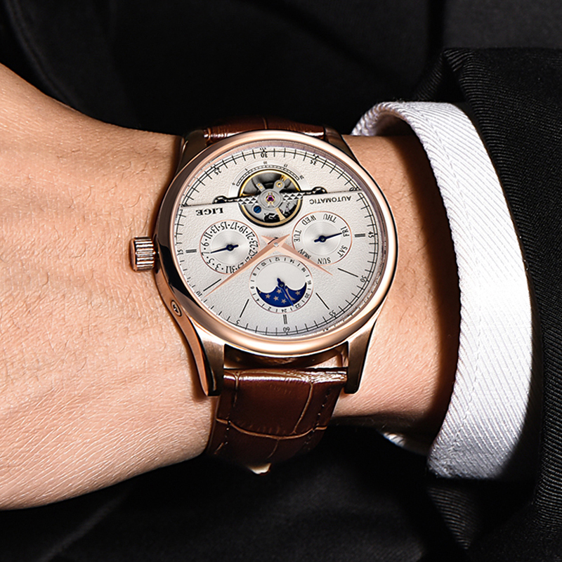 LIGE Brand Classic Mens Retro  - مراجعة Tourbillon Movement Watch وسعره