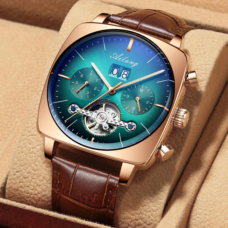 AILANG Fashion Green Big Dial  - مراجعة Tourbillon Movement Watch وسعره