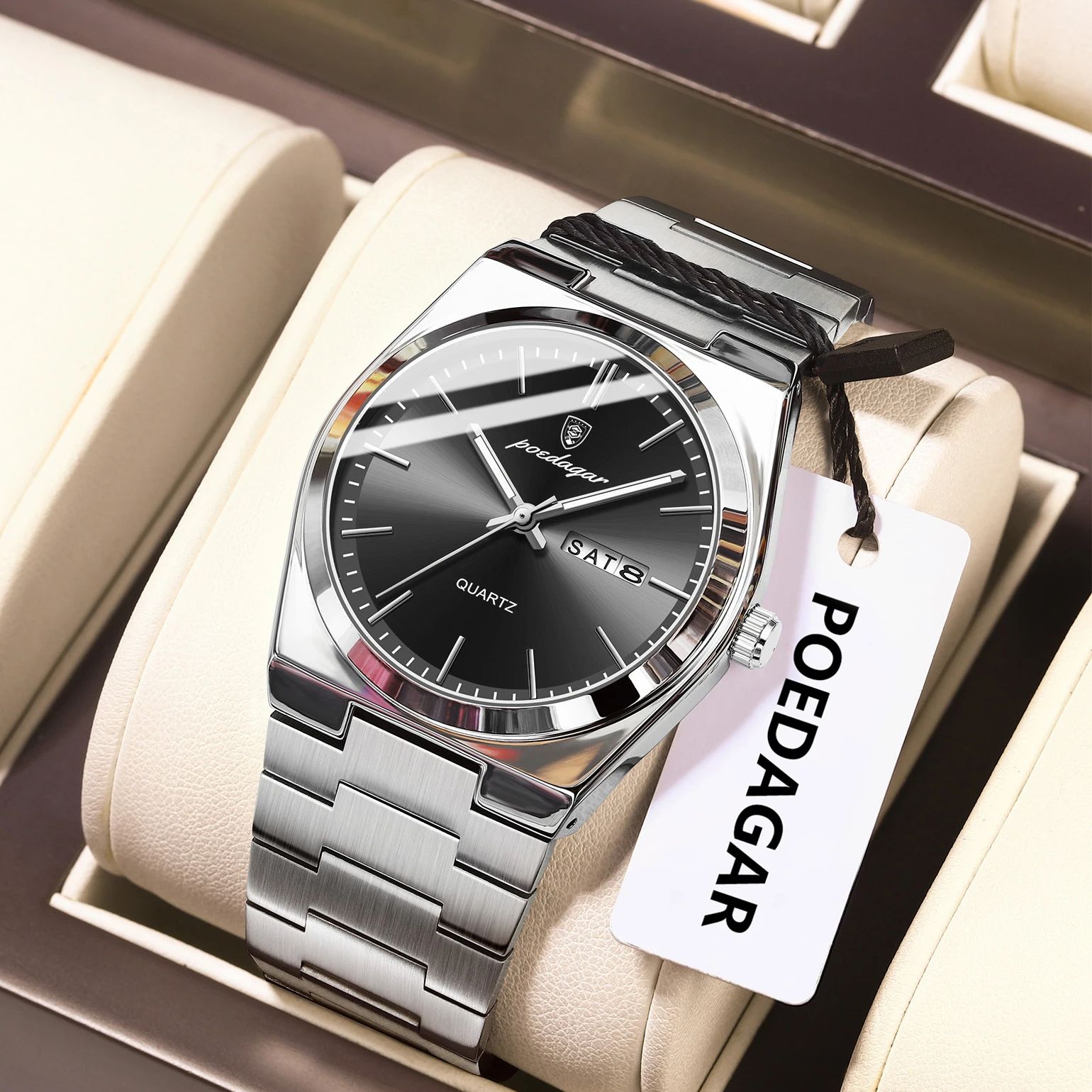 POEDAGAR Luxury Men's Quartz W - مراجعة Luxury Watch Hublot وسعره