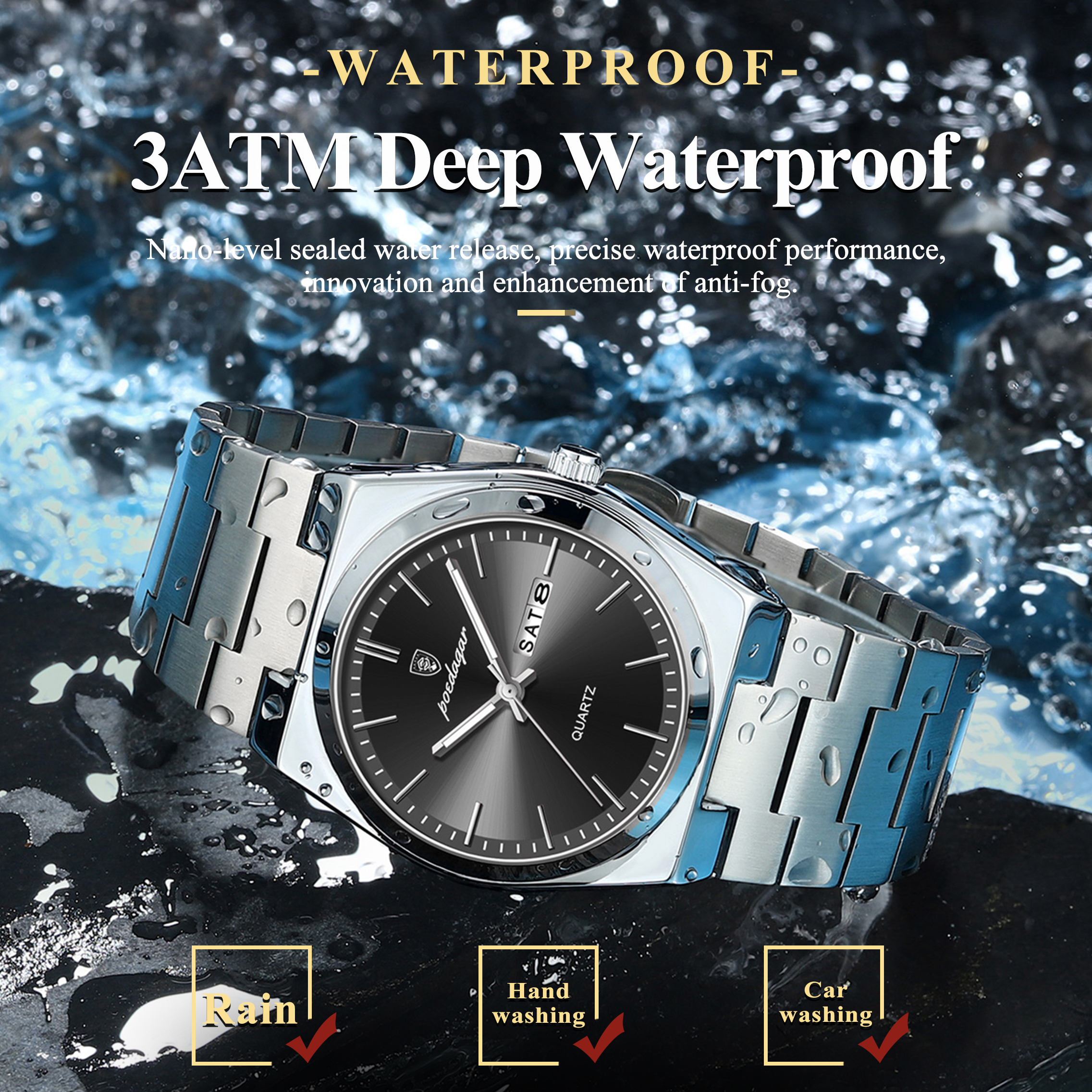 POEDAGAR Luxury Men's Quartz W - مراجعة Luxury Watch Hublot وسعره