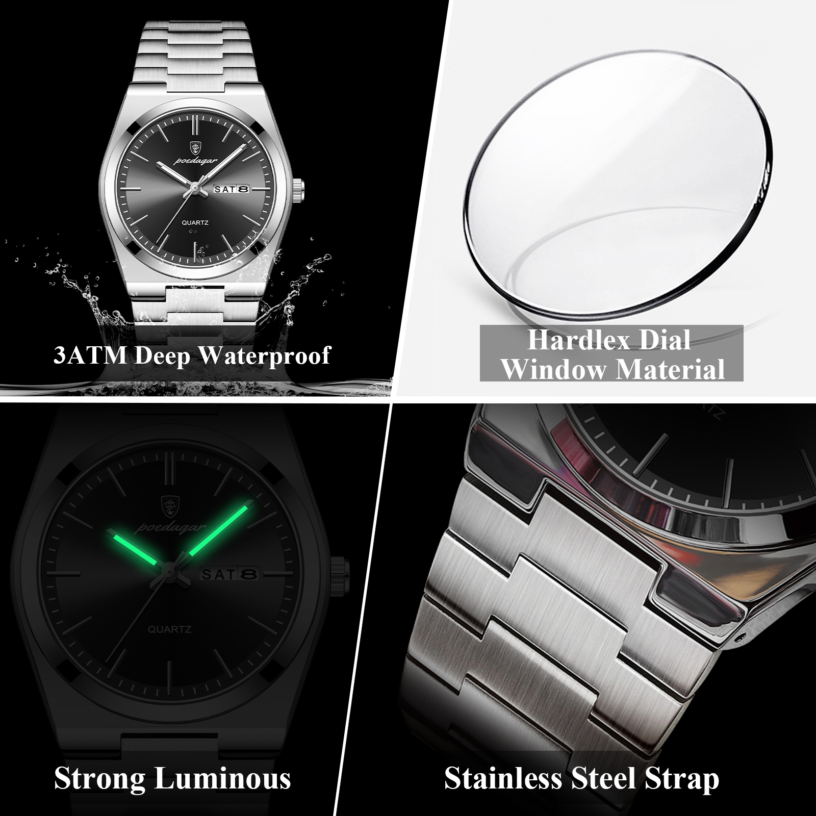 POEDAGAR Luxury Men's Quartz W - مراجعة Luxury Watch Hublot وسعره