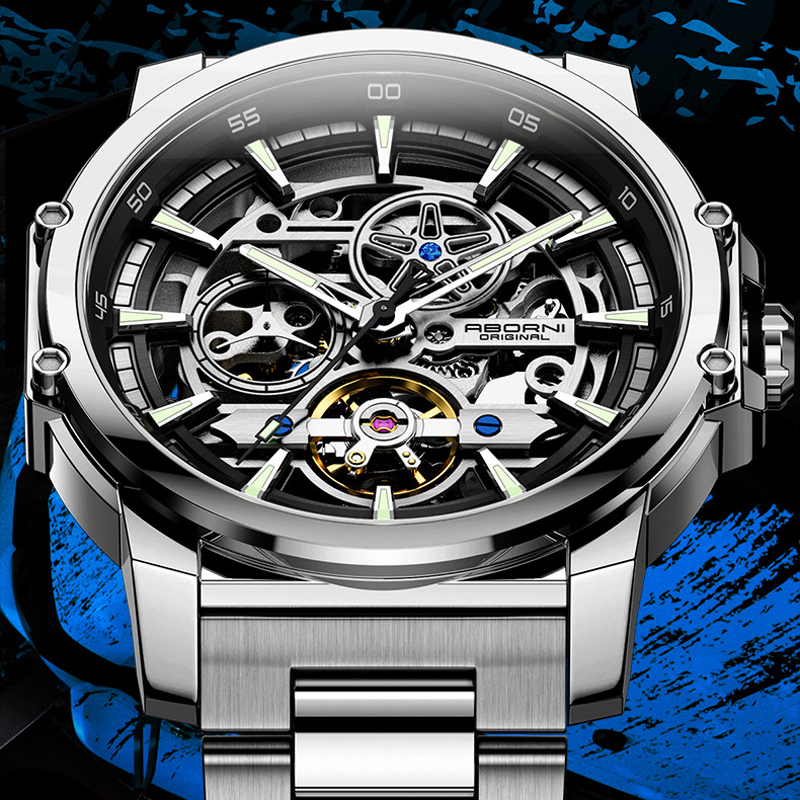 ABORNI 9039 Unique Design Skel - مراجعة Tourbillon Movement Watch وسعره
