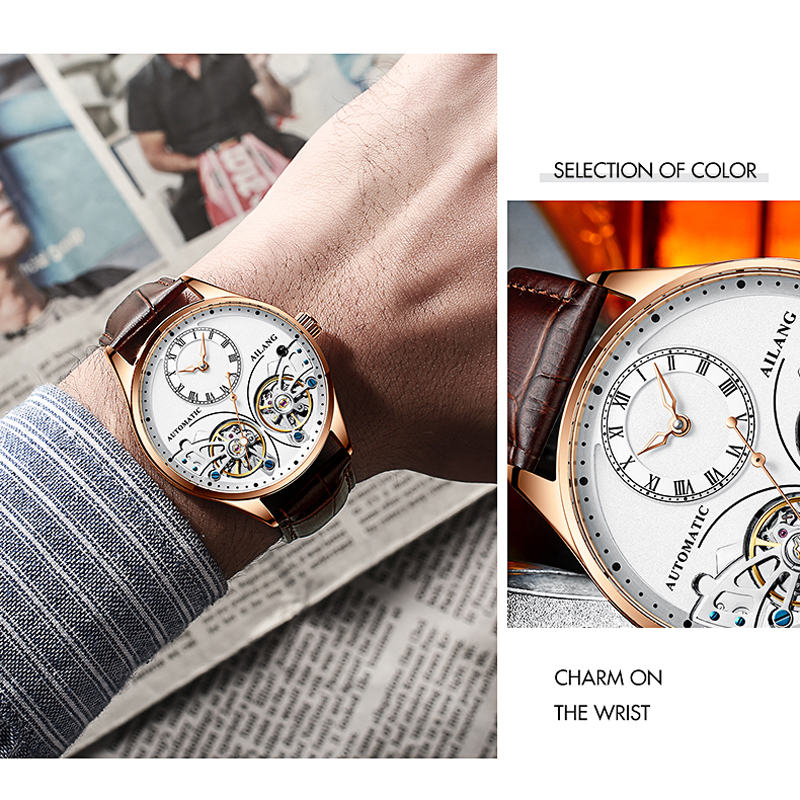 AILANG Brand New Fashion Doubl - مراجعة Tourbillon Movement Watch وسعره