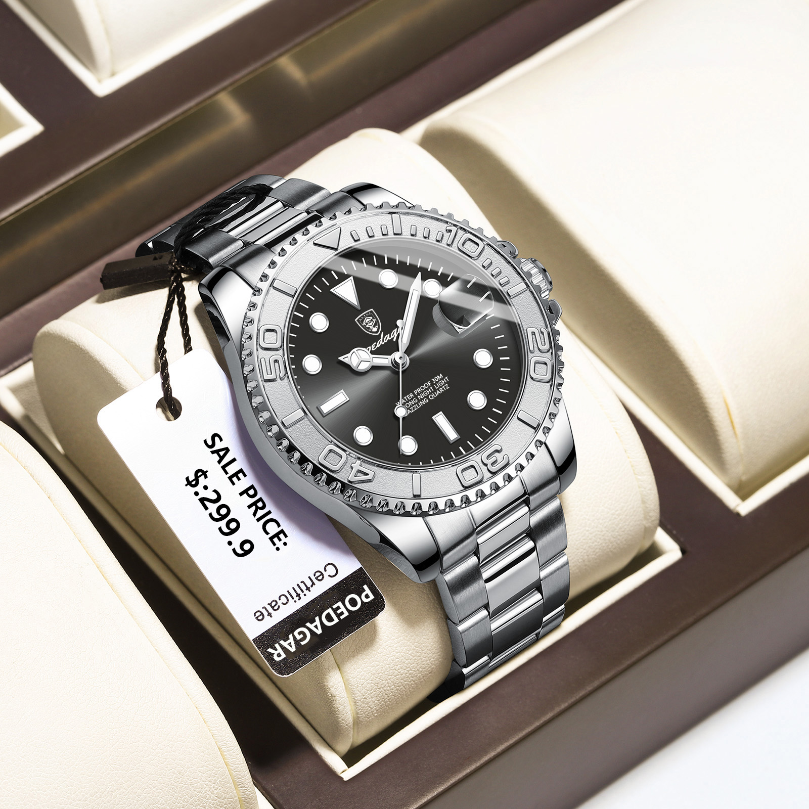 POEDAGAR Top Luxury Man Watch  - مراجعة Luxury Watch Hublot وسعره