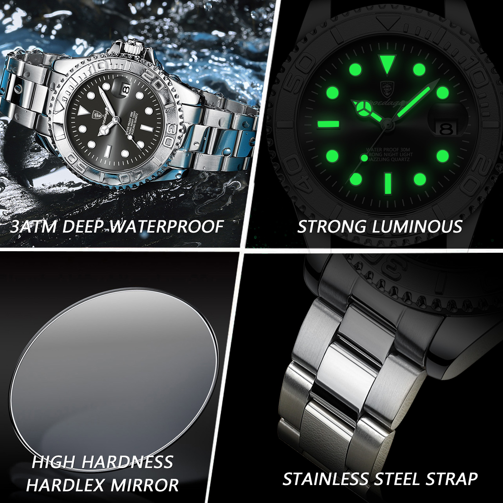 POEDAGAR Top Luxury Man Watch  - مراجعة Luxury Watch Hublot وسعره