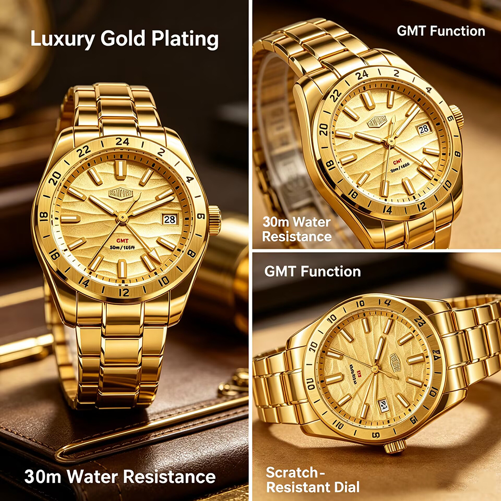 Original GMT Gold Wristwatch M - مراجعة Luxury Watch La وسعره
