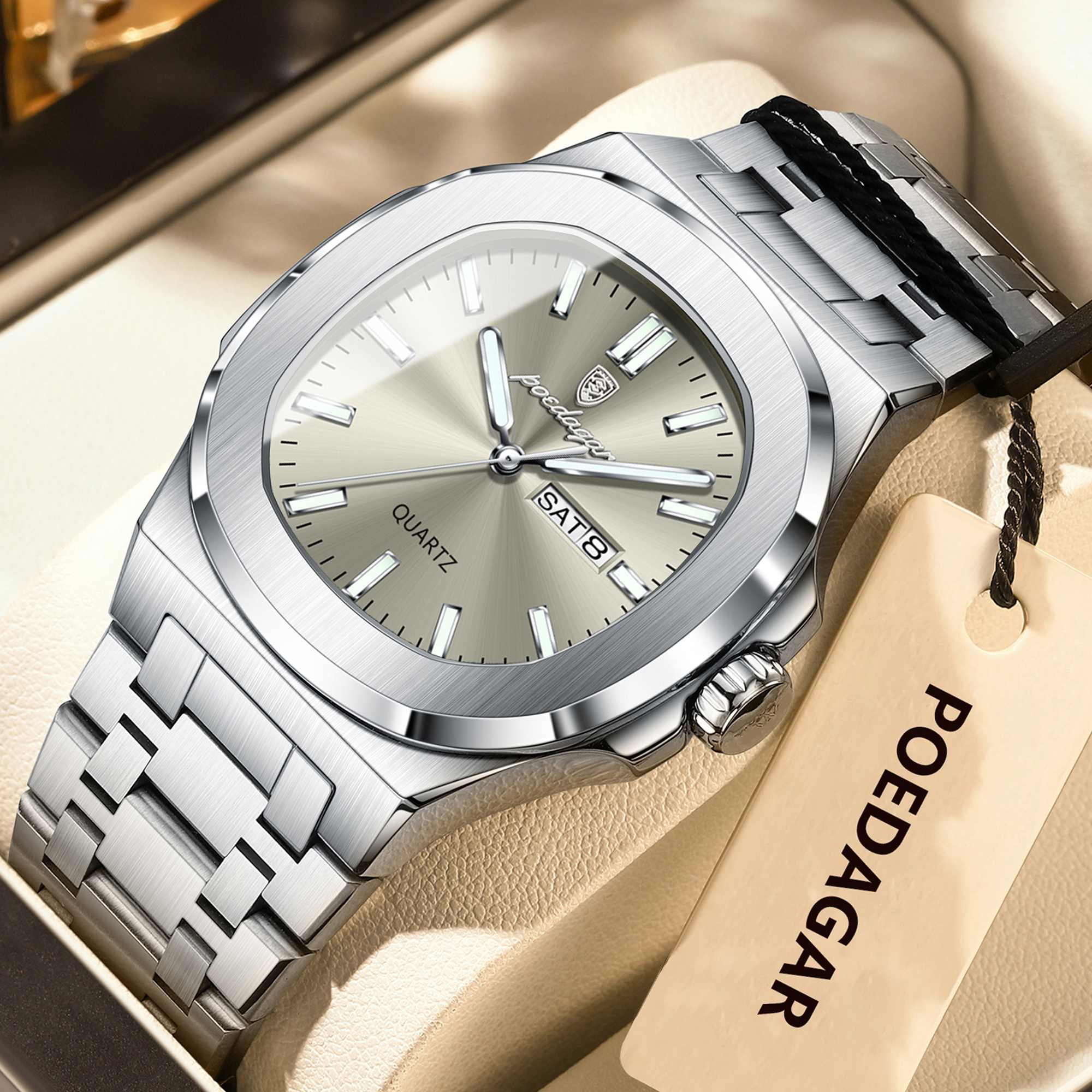 POEDAGAR Original Fashion Men' - مراجعة Luxury Watch Hublot وسعره