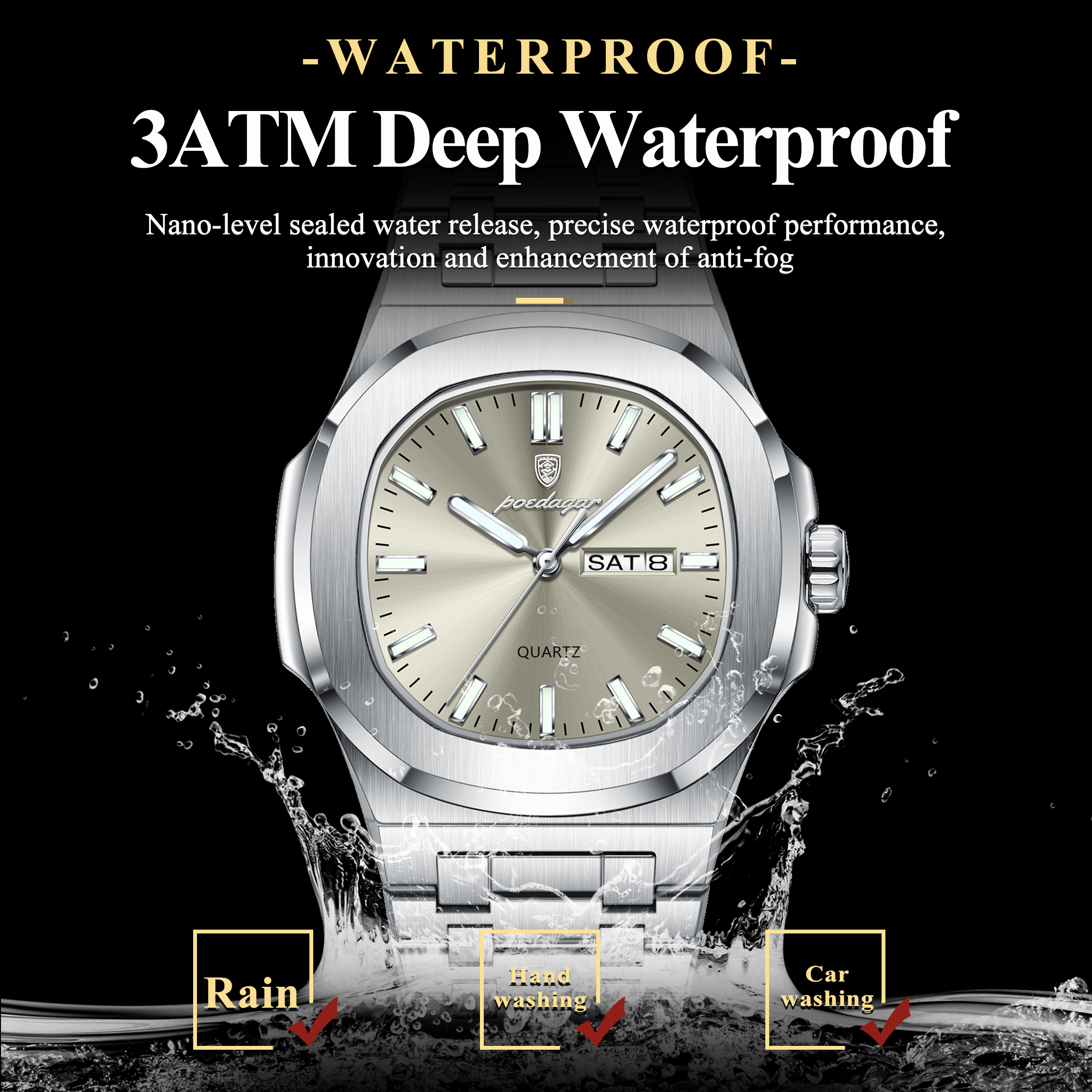 POEDAGAR Original Fashion Men' - مراجعة Luxury Watch Hublot وسعره