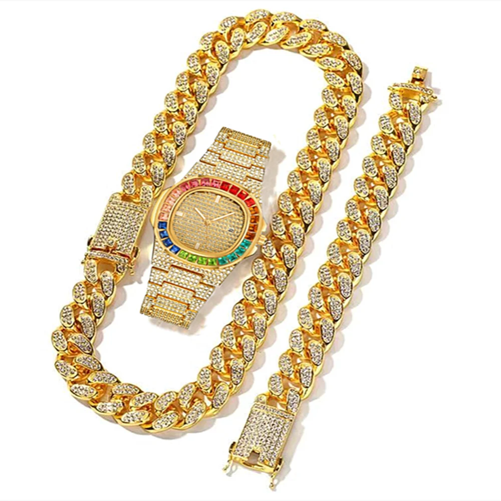 3pcs Watch+Necklace+Bracelet L - مراجعة Luxury Watch Miami وسعره