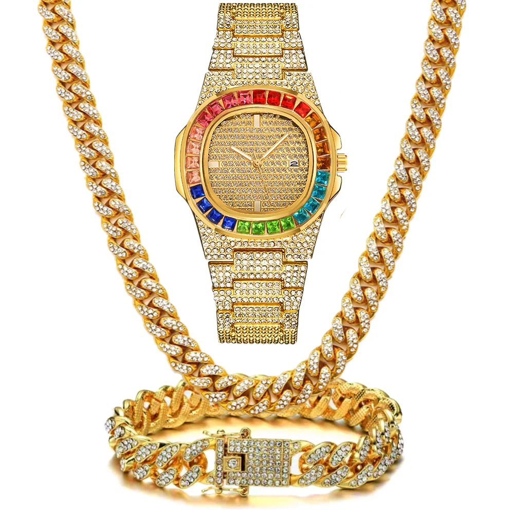 3pcs Watch+Necklace+Bracelet L - مراجعة Luxury Watch Miami وسعره
