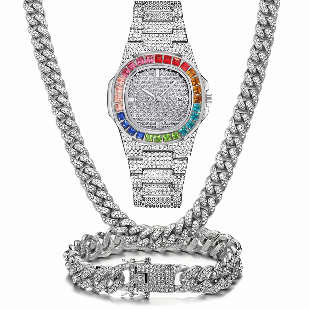 3pcs Watch+Necklace+Bracelet L - مراجعة Luxury Watch Miami وسعره